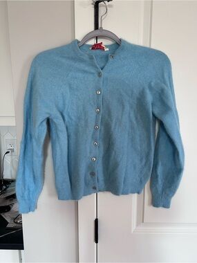 Vintage Parkhurst Angora Sky Blue Button Front Cardigan Sweater Canada Made